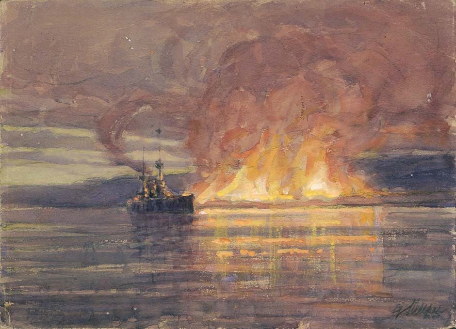 <em>The evacuation of Suvla Bay</em> by Geoffrey Allfree