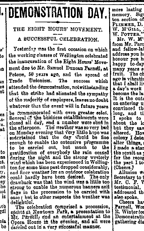 Report of first Labour Day, 1890