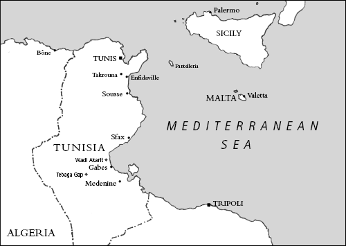 Tunisia campaign map, 1943