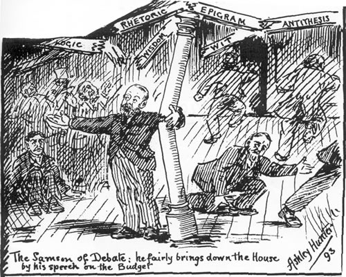 Robert Stout pontificating cartoon, 1893