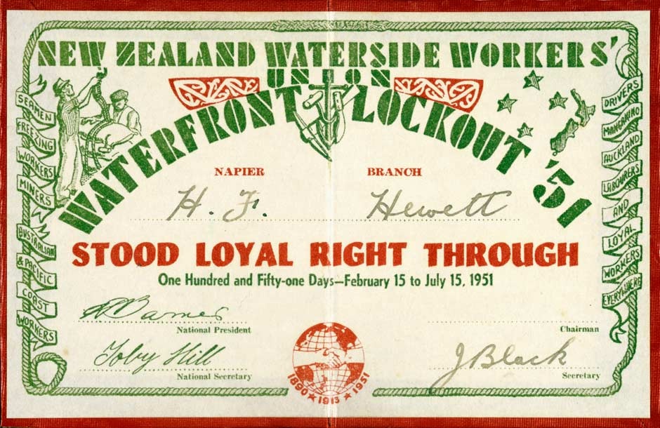 Watersiders' loyalty card, 1951