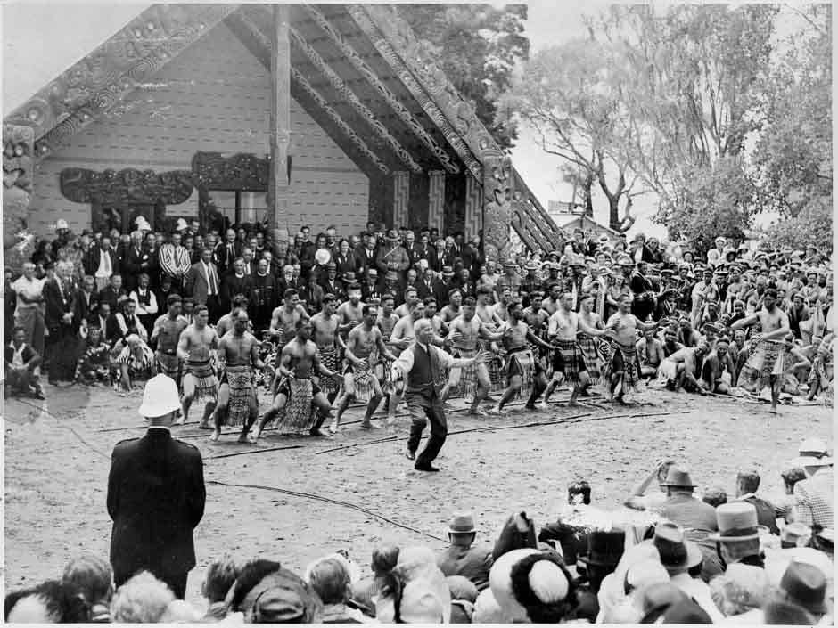 Apirana Ngata leading haka, 1940
