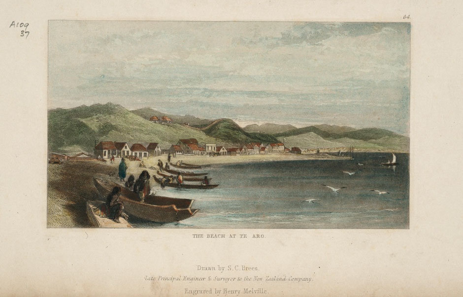 Painting of Te Aro pa, 1847