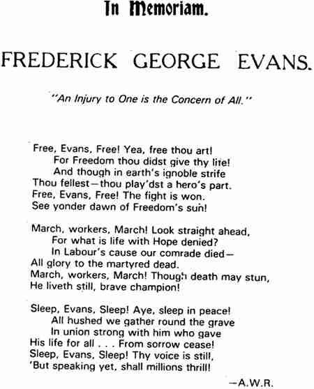Memoriam ode to Fred Evans - 1912 Waihi strike