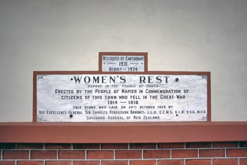 Napier women's rest First World War memorial 
