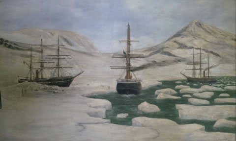 Robert Scott's ships in Antarctica painting