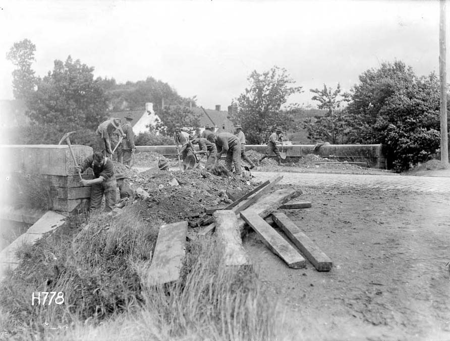 Tunnellers mining a road near Arras, 1918