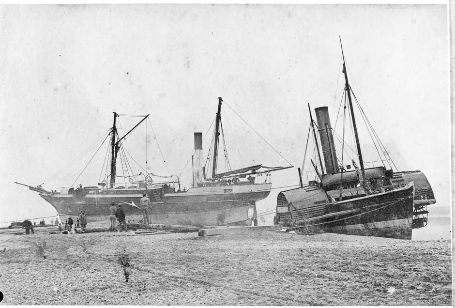 Steamers at Hokitika, 1866