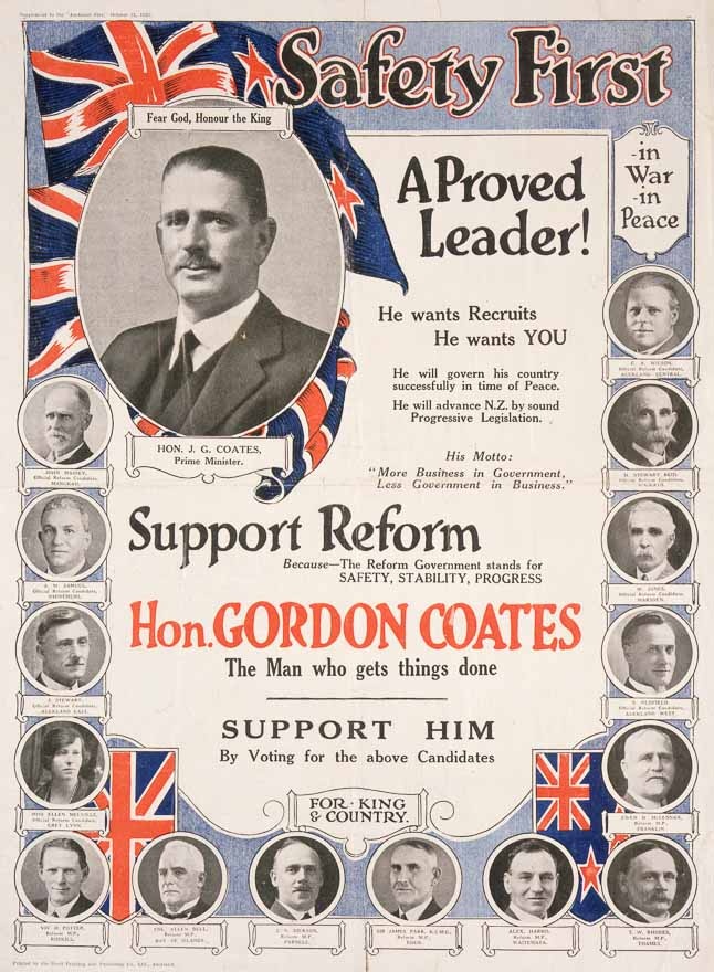 Gordon Coates Reform Party poster