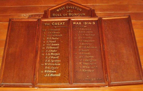 West Eyreton roll of honour boards