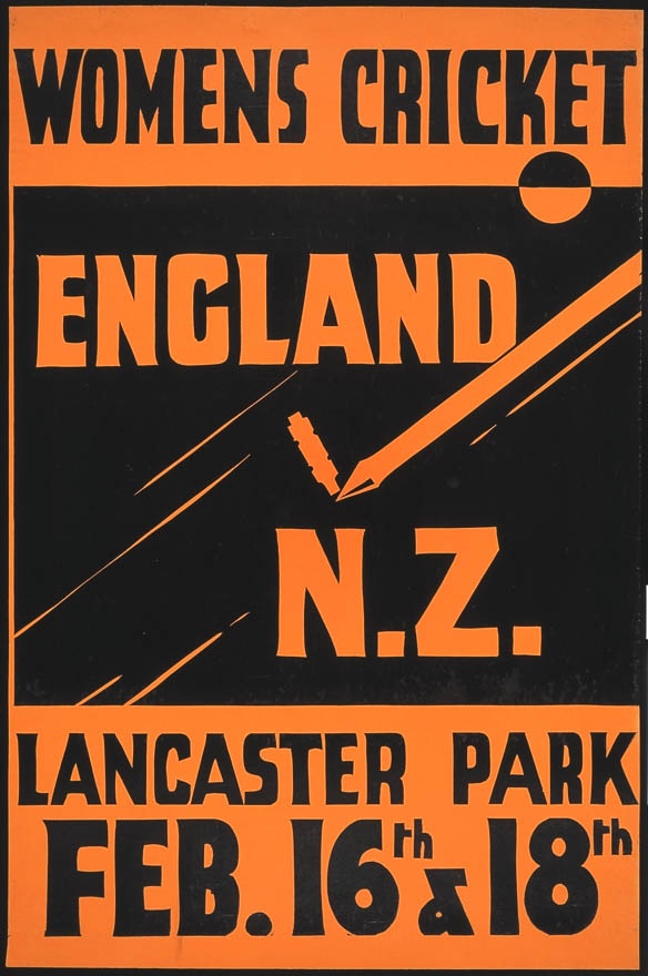 Women's cricket poster from the first test