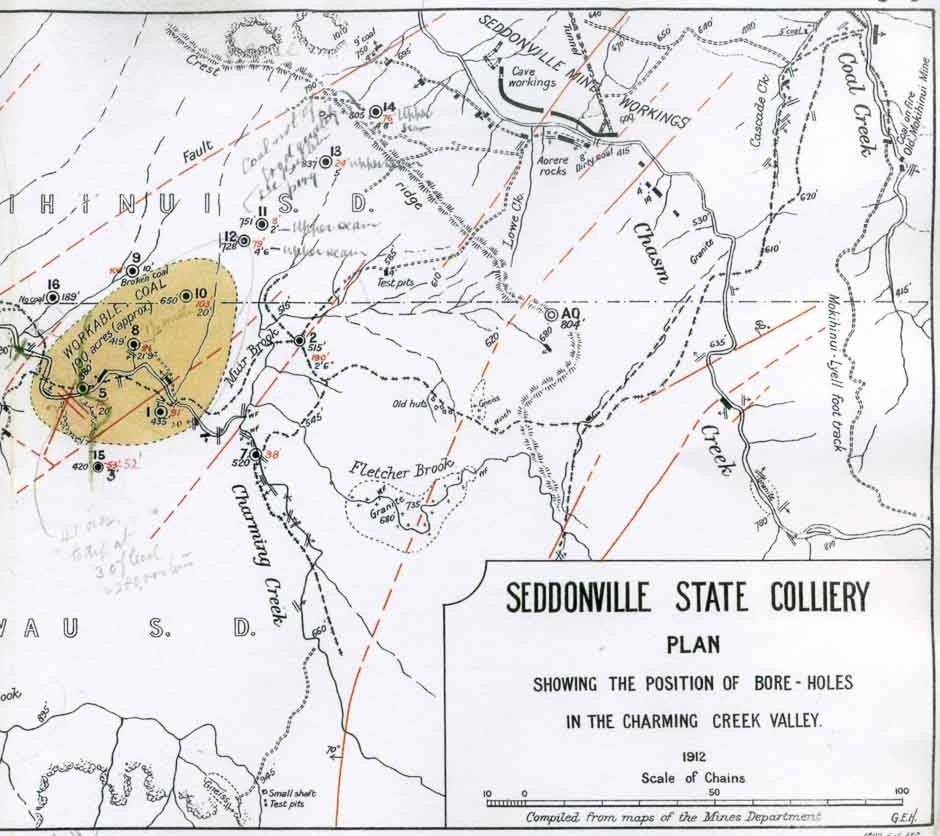 Plan showing coal at Charming Creek