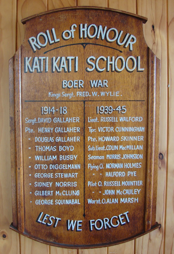 Katikati School roll of honour