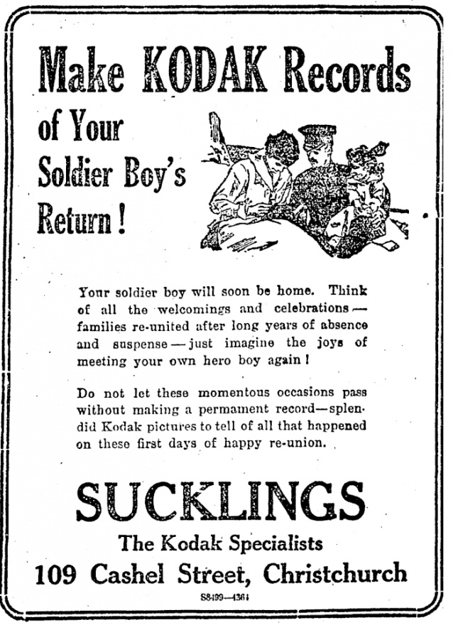 Kodak camera advert for returned soldiers