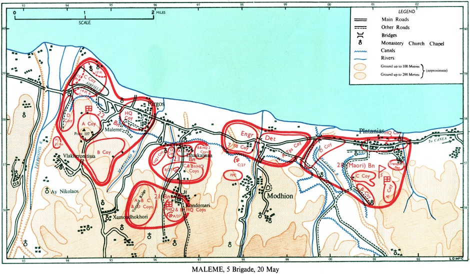 Map of Maleme area, 20 May 1941