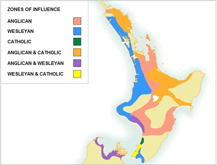 Map showing missionary influence