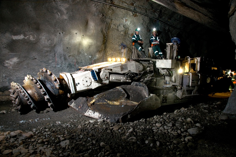 Roadheader machine in Pike River mine