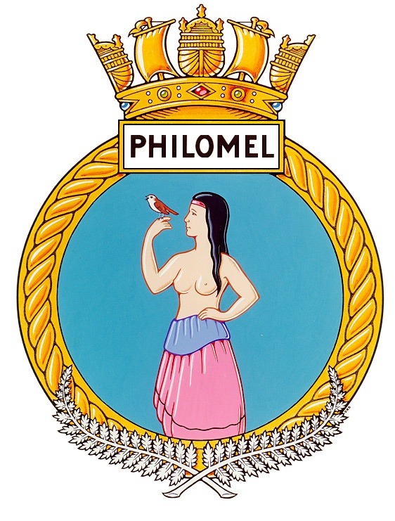 Badge of HMNZS <em>Philomel</em>