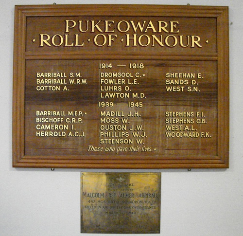 Pukeoware roll of honour