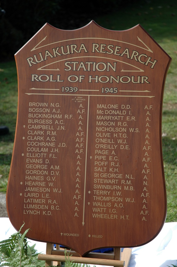 Ruakura roll of honour board