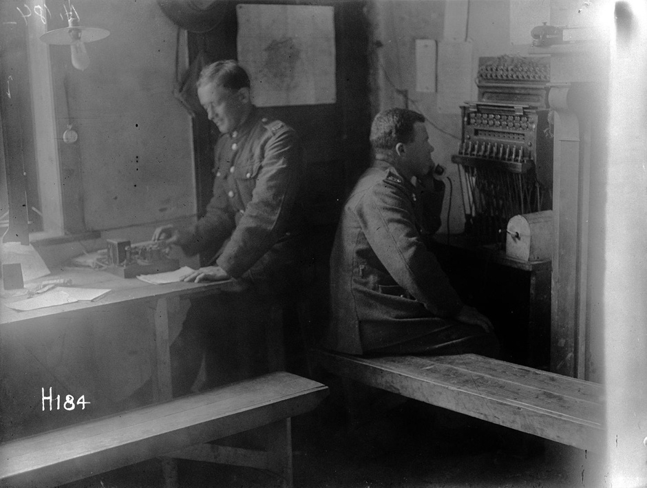 Signals office on the Western Front