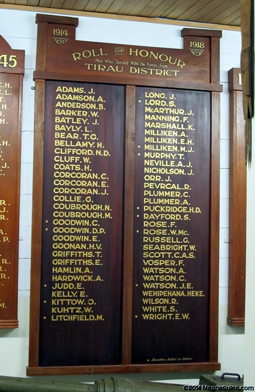 Tīrau roll of honour boards