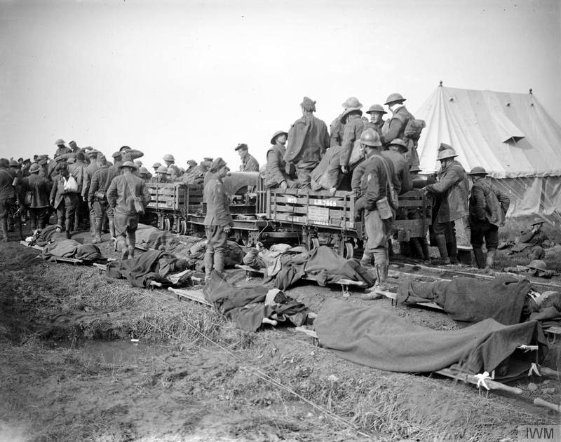 Evacuating wounded soldiers by train
