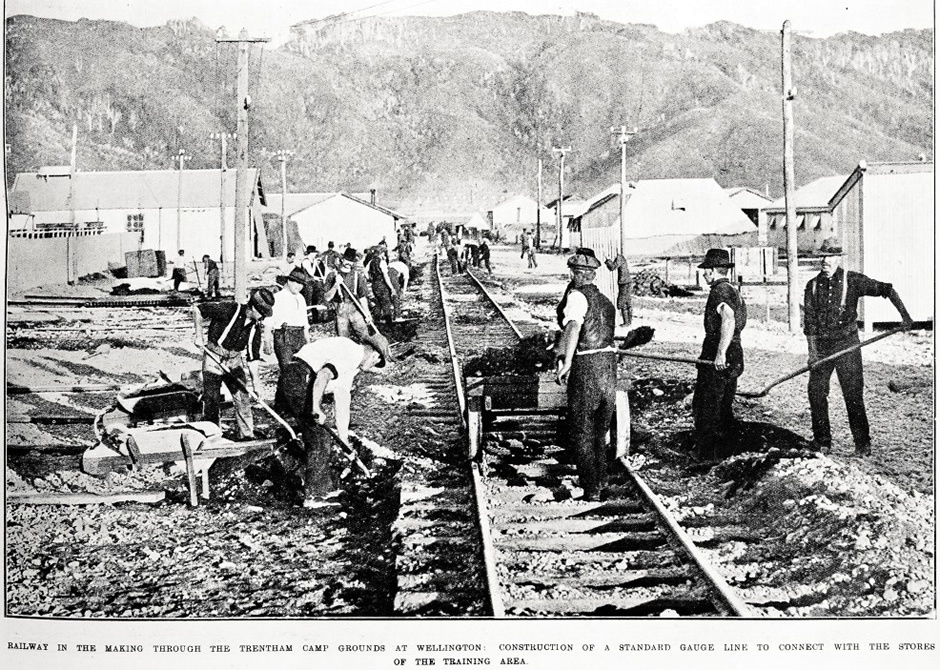Railway construction at Trentham Camp