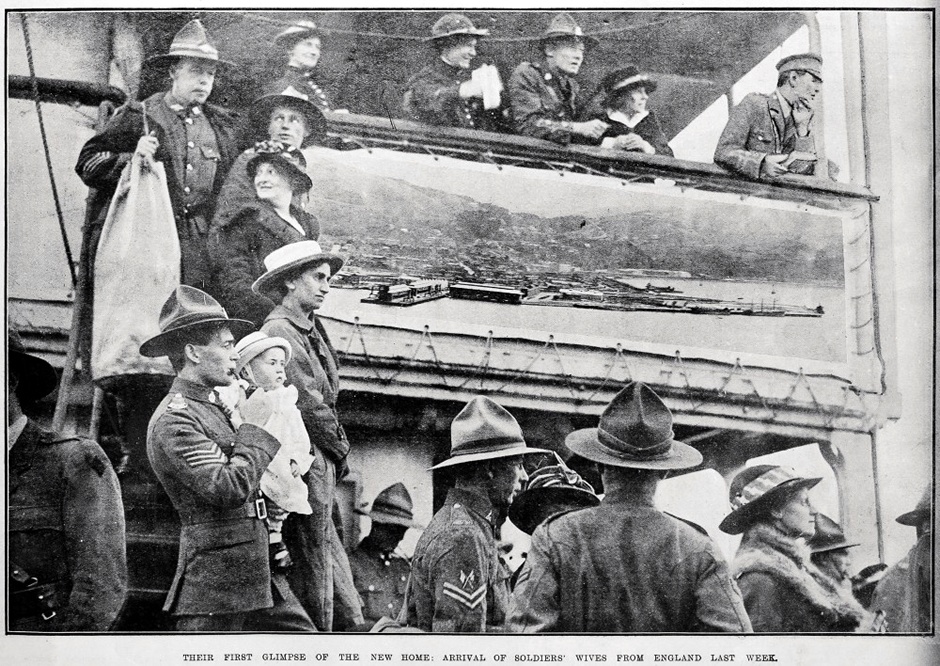 Arrival of war brides in Wellington, 1919