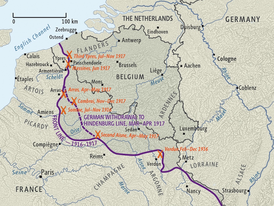 Map of Western Front 1916-17