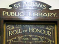 St Albans library First World War roll of honour