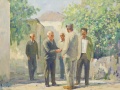 Painting of men shaking hands