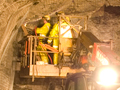 Excavating rock in Pike River access tunnel