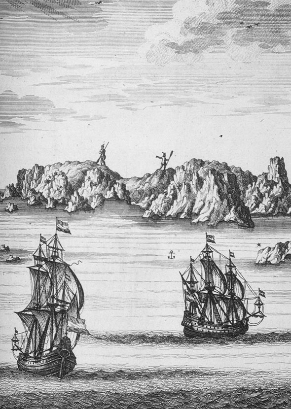 Drawing of Abel Tasman's ships