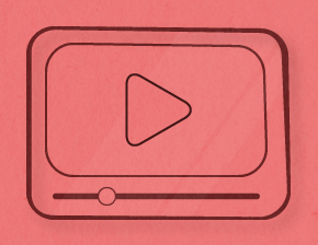 Stylised rectangular screen with play and volume button