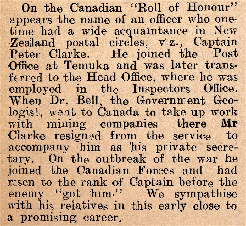 Post and Telegraph obituary in <em>Katipo</em>