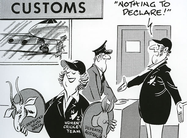 Cartoon about NZ women's cricket team