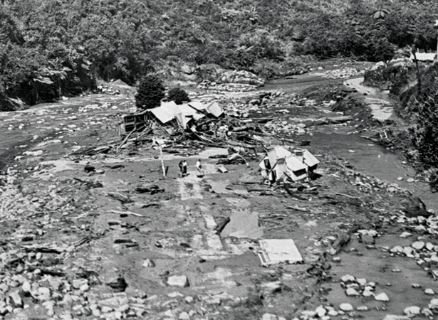 Kōpuawhara no. 4 public works camp after flood