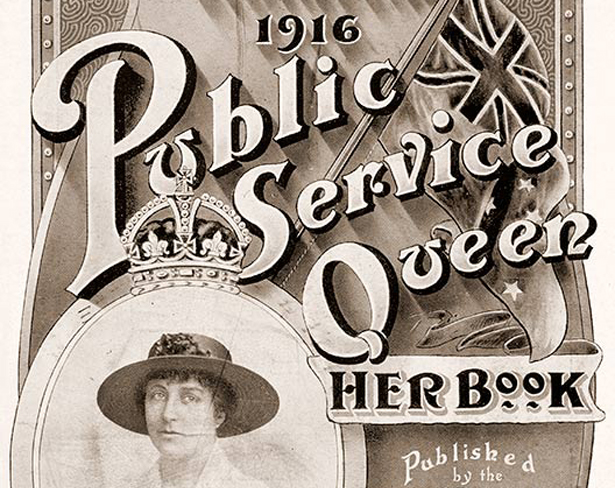 Cover of fundraising booklet for Canterbury Queen Carnival, 1916
