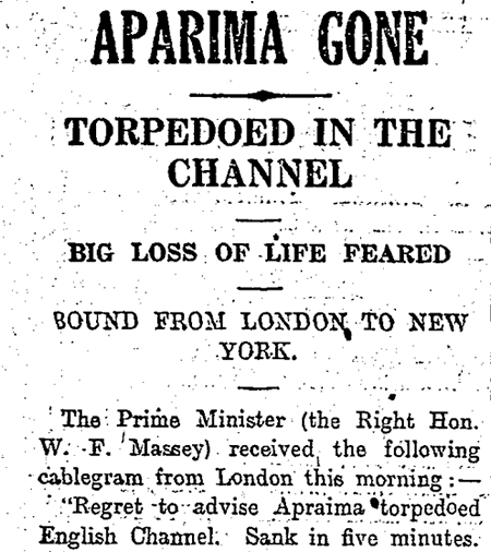 Report on the loss of the <em>Aparima</em>