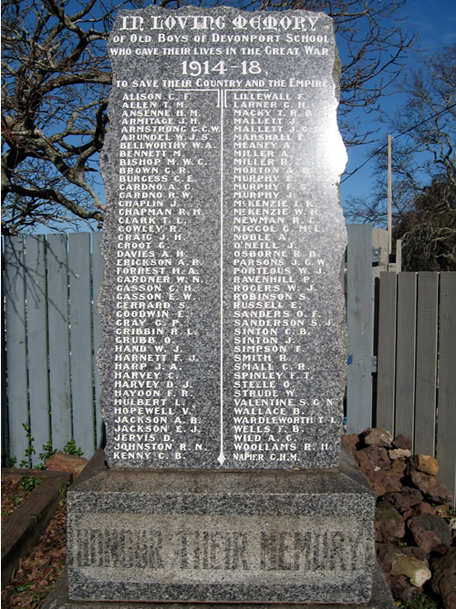 Devonport School First World War memorial