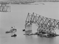 Partially built bridge across the harbour