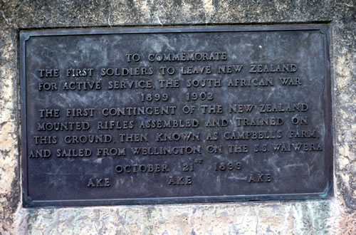 Karori South African War memorial plaque