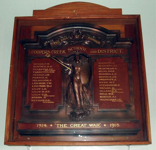Coopers Creek roll of honour boards
