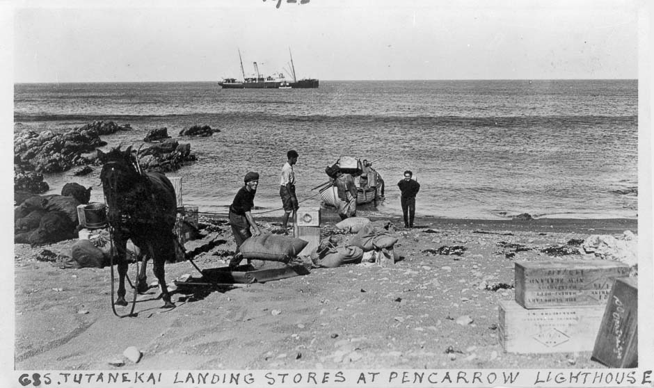 Landing stores for Pencarrow Lighthouse
