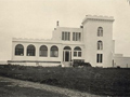Castle with plastered walls and modern windows