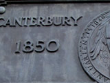 Plaque with 'Canterbury Centenary 1850 - 1950. This is the site of the first house in Timaru - built by George Rhodes'