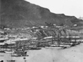 Historic image of port with town in background