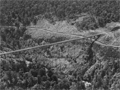 Aerial view of the rail viaduct with road going under one end