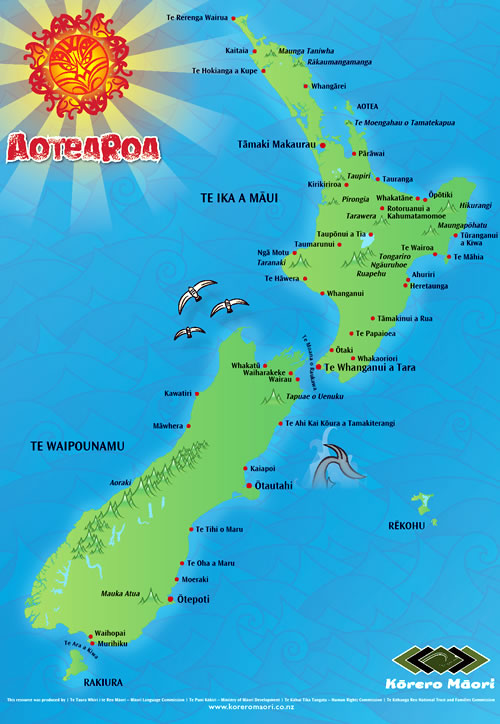 Māori placenames map